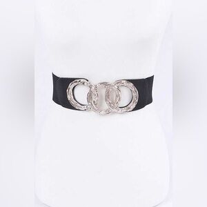 Black Wide Waist Elastic Statement Belt